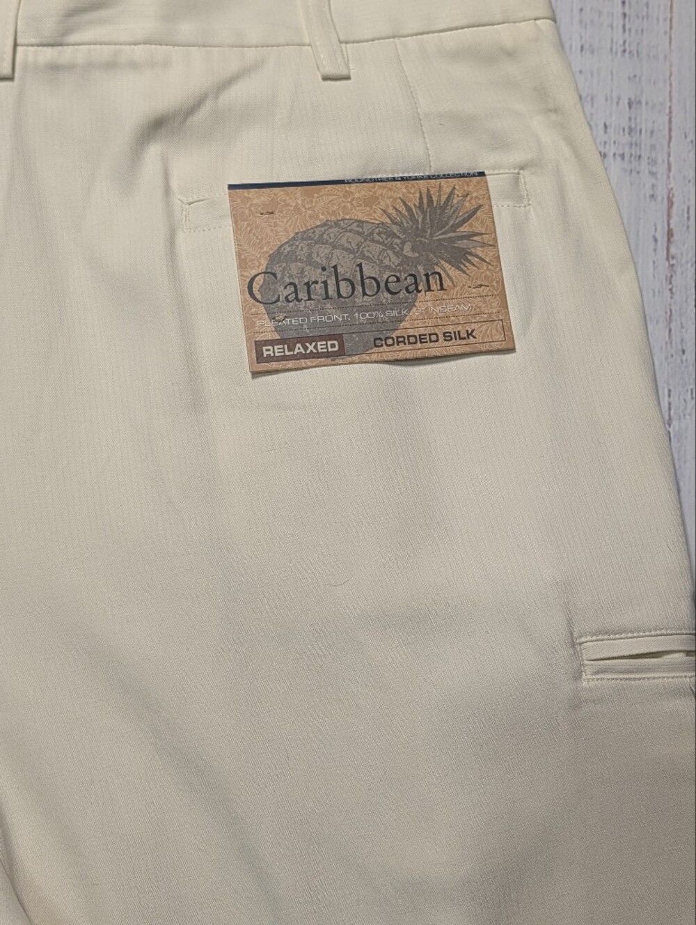 Roundtree & Yorke Caribbean Silk Shorts Cream Size 38 NWT - Picture 8 of 13